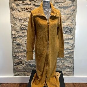 Sun & Shadow Mustard Zippered Long Duster Sweater